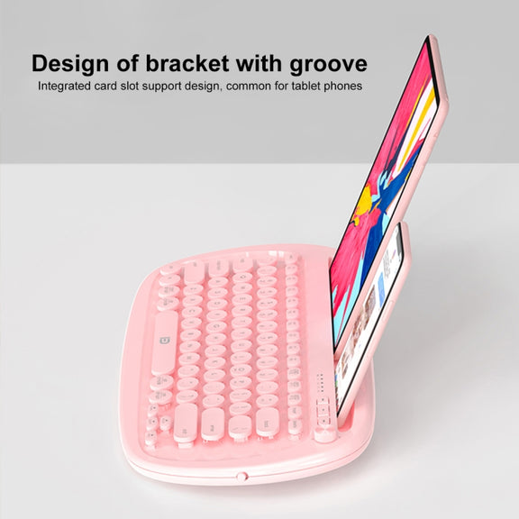 FOETOR K520t Mini Three Modes Wireless Bluetooth Keyboard(Pink)