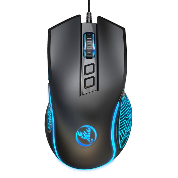 HXSJ X100 7-buttons 3600 DPI Cool Glowing Wired Gaming Mouse, Cable Length: 1.5m (Black)
