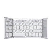B033 Rechargeable 3-Folding 64 Keys Bluetooth Wireless Keyboard with Touchpad(Silver)
