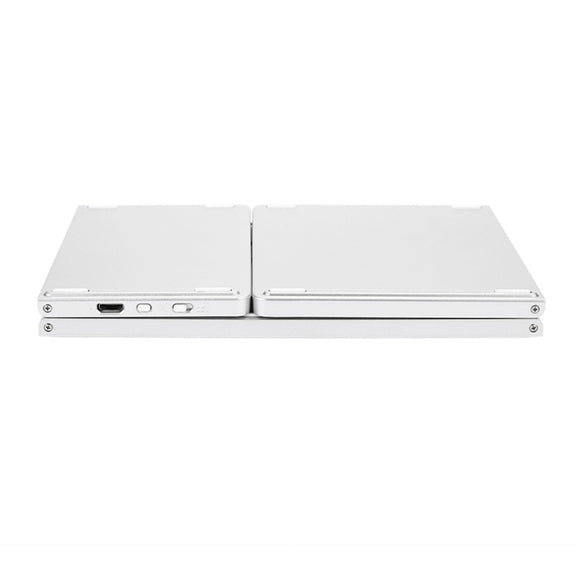 B033 Rechargeable 3-Folding 64 Keys Bluetooth Wireless Keyboard with Touchpad(Silver)