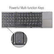 B033 Rechargeable 3-Folding 64 Keys Bluetooth Wireless Keyboard with Touchpad(Silver)