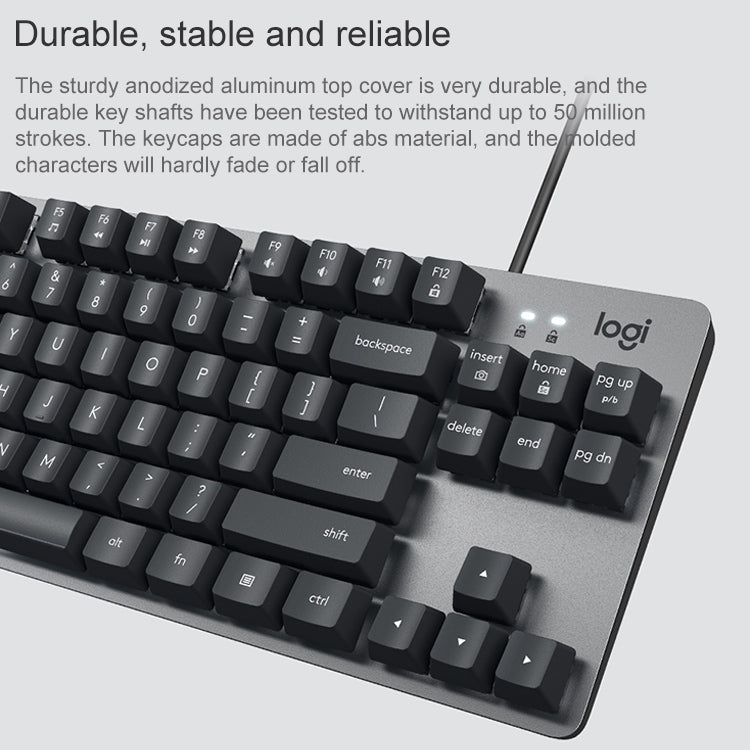 Logitech K835 Mini Mechanical Wired Keyboard, Green Shaft (White)
