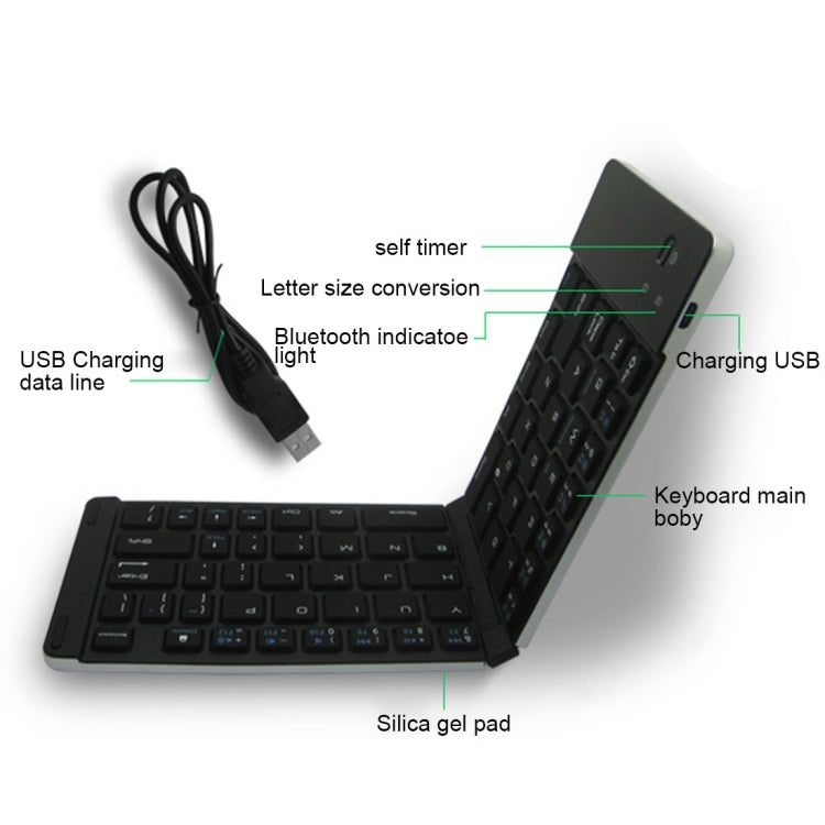 F66 Foldable Bluetooth Wireless 66 Keys Keyboard, Support Android / Windows / iOS(Gold)
