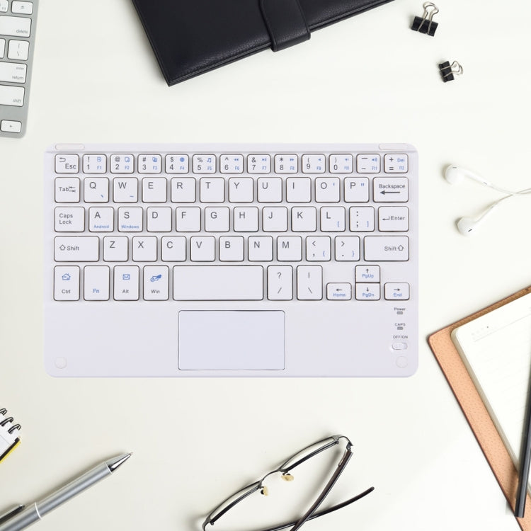 Bluetooth Wireless Keyboard with Touch Panel, Compatible with All Android & Windows 9 inch Tablets with Bluetooth Functions(White)