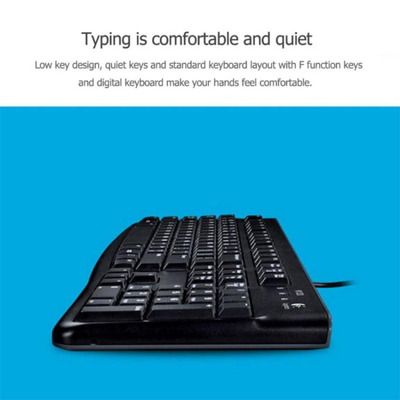 Logitech K120 USB Water-resistant Splash Wired Keyboard for Desktop Computers / Laptops(Black)