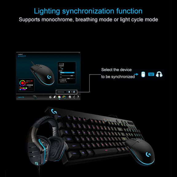 Logitech G102 6-keys RGB Glowing 6000DPI Five-speed Adjustable Wired Optical Gaming Mouse, Length: 2m (Black)