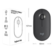 Logitech Pebble Cobblestone Shape Thin 3-keys 1000DPI Mute Wireless Bluetooth Optical Mouse, Wireless Range: 10m (Black)