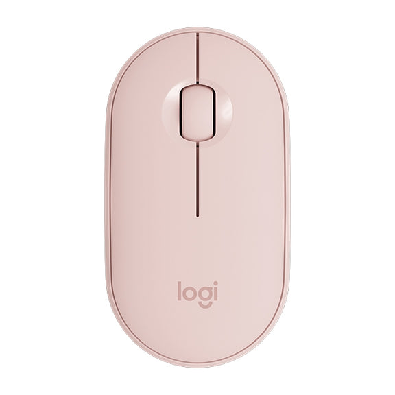 Logitech Pebble Cobblestone Shape Thin 3-keys 1000DPI Mute Wireless Bluetooth Optical Mouse, Wireless Range: 10m (Pink)
