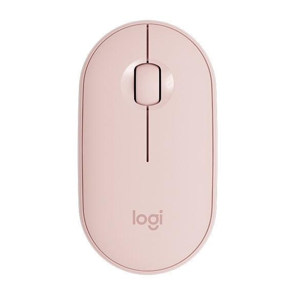 Logitech Pebble Cobblestone Shape Thin 3-keys 1000DPI Mute Wireless Bluetooth Optical Mouse, Wireless Range: 10m (Pink)