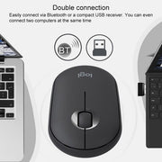 Logitech Pebble Cobblestone Shape Thin 3-keys 1000DPI Mute Wireless Bluetooth Optical Mouse, Wireless Range: 10m (White)