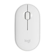 Logitech Pebble Cobblestone Shape Thin 3-keys 1000DPI Mute Wireless Bluetooth Optical Mouse, Wireless Range: 10m (White)