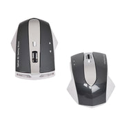 MZ-011 2.4GHz 1600DPI Wireless Rechargeable Optical Mouse with HUB Function(White + Royal Blue)