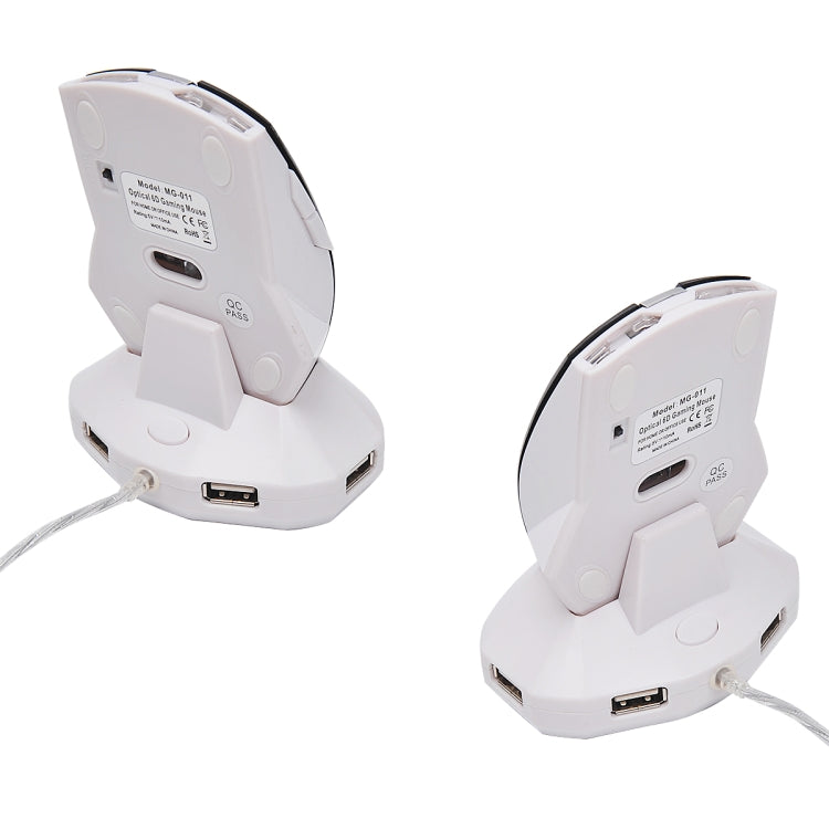 MZ-011 2.4GHz 1600DPI Wireless Rechargeable Optical Mouse with HUB Function(White + Royal Blue)