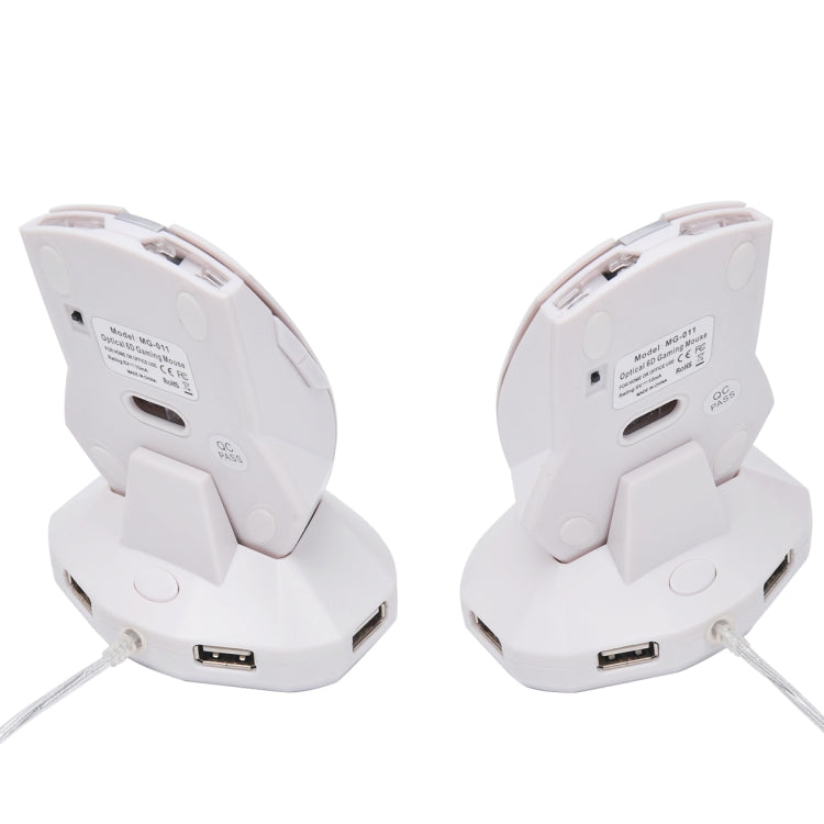 MZ-011 2.4GHz 1600DPI Wireless Rechargeable Optical Mouse with HUB Function(Pearl White)