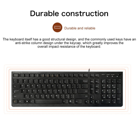 Lenovo K5819 Office Simple Ultra-thin Wired Keyboard (Black)