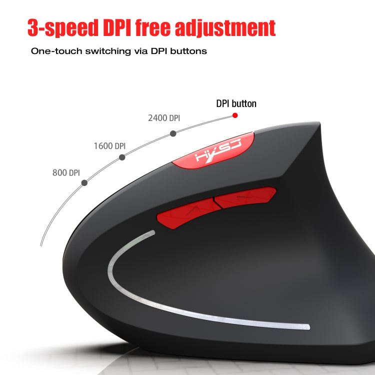 HXSJ T29 Bluetooth 3.0 Wireless Bluetooth 6-Keys 2400 DPI Adjustable Ergonomics Optical Vertical Mouse(Grey)