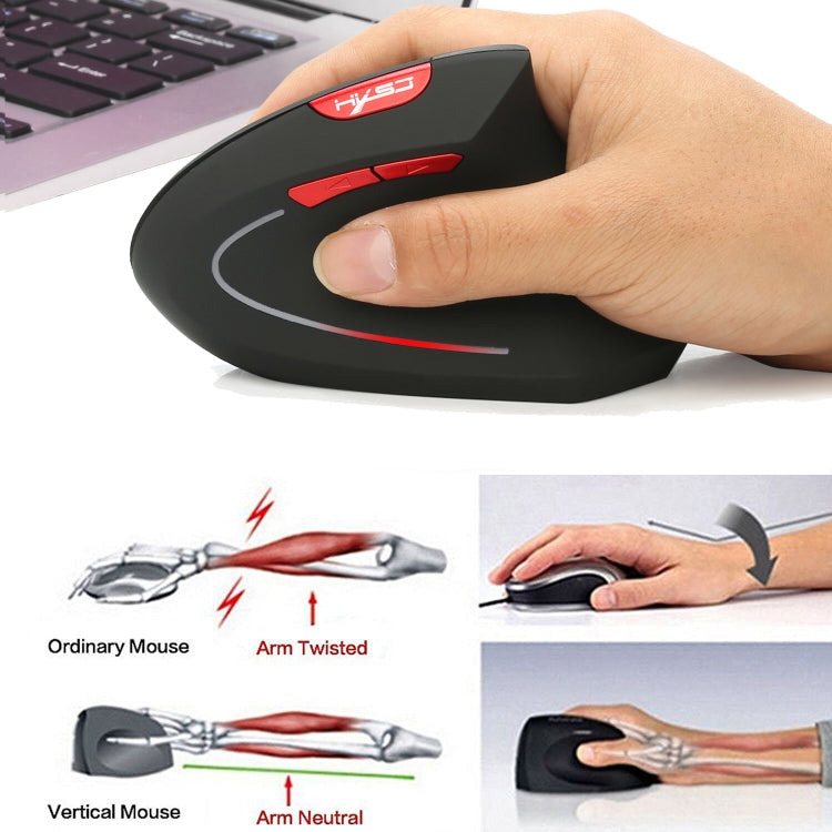 HXSJ T29 Bluetooth 3.0 Wireless Bluetooth 6-Keys 2400 DPI Adjustable Ergonomics Optical Vertical Mouse(Grey)