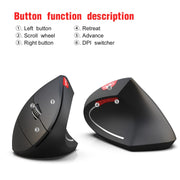 HXSJ T29 Bluetooth 3.0 Wireless Bluetooth 6-Keys 2400 DPI Adjustable Ergonomics Optical Vertical Mouse(Grey)