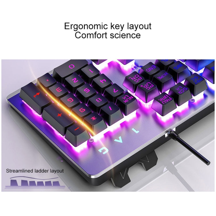 YINDIAO K002 USB Wired Mechanical Feel RGB Backlight Keyboard + Optical Mouse Set(White)