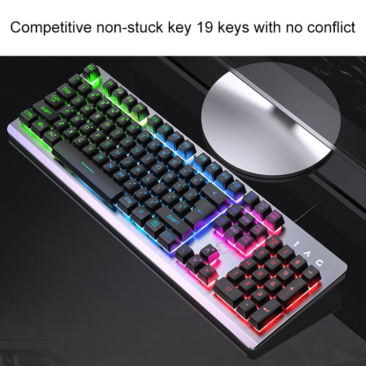 YINDIAO K002 USB Wired Mechanical Feel Orange Backlight Keyboard + Optical Mouse + Headset Set(Black)