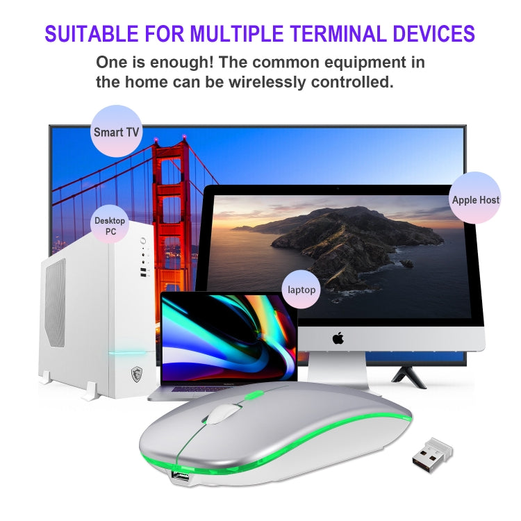 HXSJ M40 4 Key 2.4G Colorful Wireless Silent Mouse (Silver)