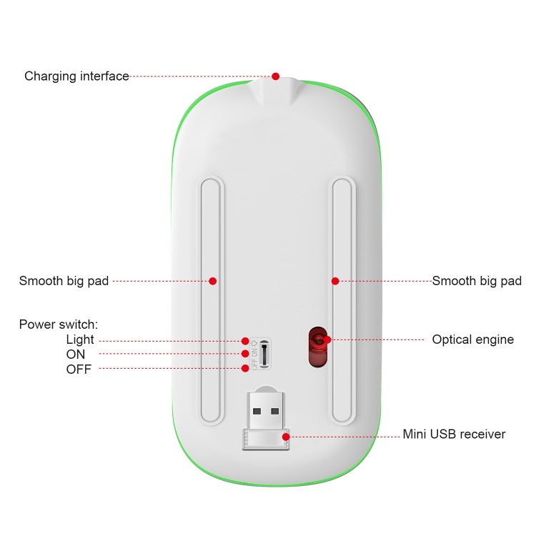 HXSJ M40 4 Key 2.4G Colorful Wireless Silent Mouse (Silver)