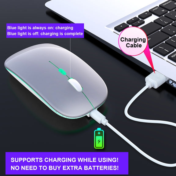 HXSJ M40 4 Key 2.4G Colorful Wireless Silent Mouse (Silver)