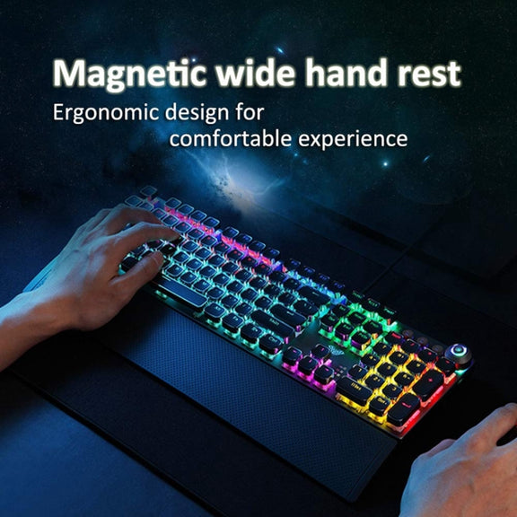 AULA F2088 108 Keys Mixed Light Plating Punk Mechanical Blue Switch Wired USB Gaming Keyboard with Metal Button(Silver)