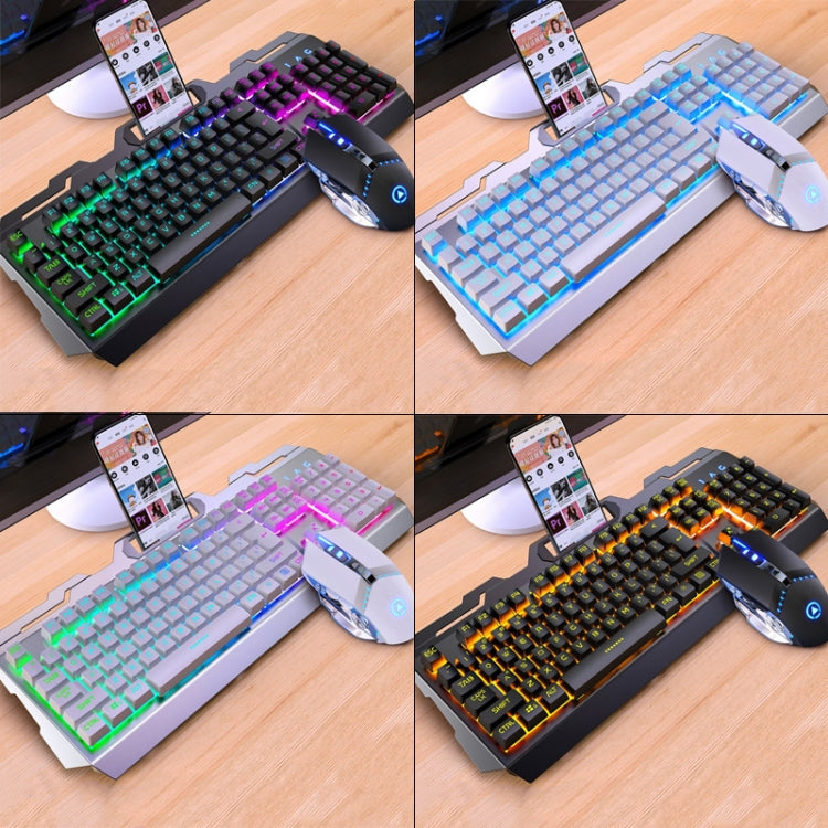 YINDIAO V2 Mechanical Feel Gaming Keyboard Mouse Set (Black Rainbow Light)