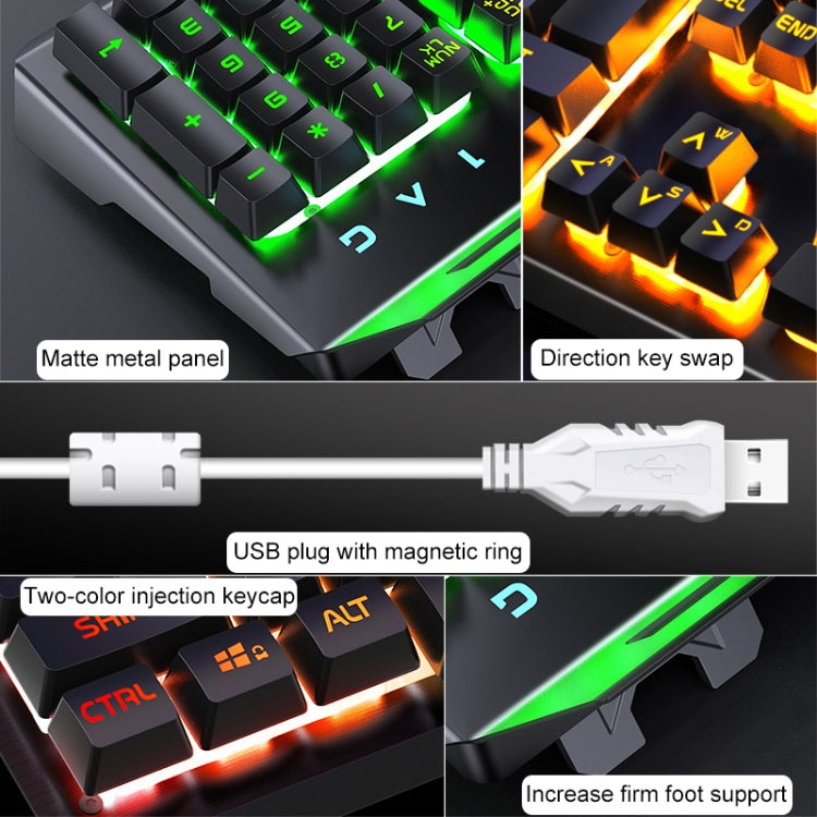 YINDIAO V2 Mechanical Feel Gaming Keyboard Mouse Set (Black Rainbow Light)