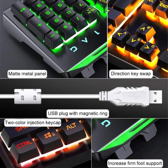 YINDIAO V2 Mechanical Feel Gaming Keyboard Mouse Set (Black Rainbow Light)