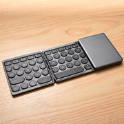 GK408 Three-fold Rechargeable Wireless Bluetooth Keyboard with Touchpad, Support Android / IOS / Windows (Black Grey)
