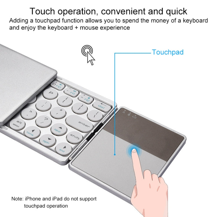 GK408 Three-fold Rechargeable Wireless Bluetooth Keyboard with Touchpad, Support Android / IOS / Windows (Black Grey)