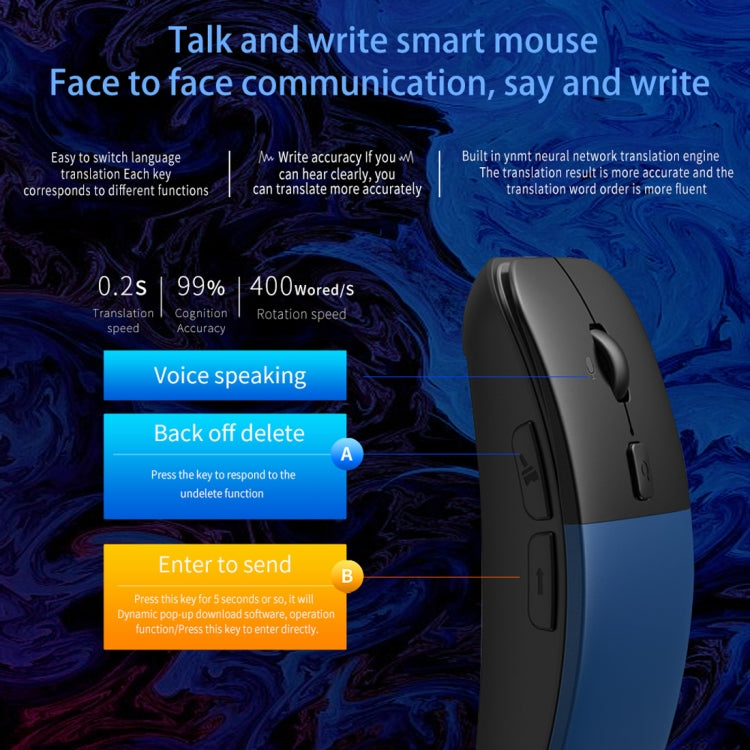 Boeleo BM01 Smart Voice Language Translation Wireless Mouse(Blue)