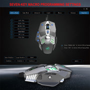 HXSJ J200 7 Keys Programmable Wired E-sports Mechanical Mouse with Light (Silver Grey)