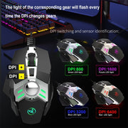 HXSJ J200 7 Keys Programmable Wired E-sports Mechanical Mouse with Light (Silver Grey)