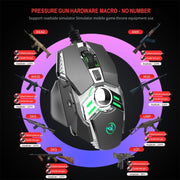 HXSJ J200 7 Keys Programmable Wired E-sports Mechanical Mouse with Light (Silver Grey)