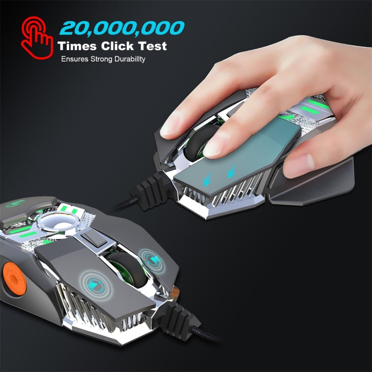 HXSJ J200 7 Keys Programmable Wired E-sports Mechanical Mouse with Light (Silver Grey)