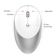 HXSJ T36 2.4G Bluetooth 5.0+3.0 Three-mode Silent Design Wireless Bluetooth Mouse (Silver)