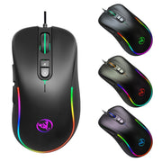 HXSJ J300 7 Keys RGB Lighting Programmable Gaming Wired Mouse(Black)