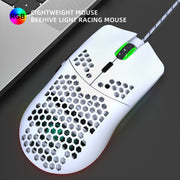 HXSJ J900 6 Keys RGB Lighting Programmable Gaming Wired Mouse (White)