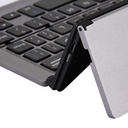 F18 Ultra-slim Rechargeable Foldable 58 Keys Bluetooth Wireless Keyboard with Holder (Grey)