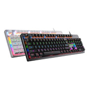 YINDIAO Classic Square Keys Mixed Light USB Mechanical Gaming Wired Keyboard, Blue Shaft (White)