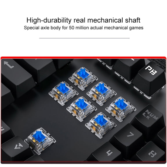 YINDIAO Classic Square Keys Mixed Light USB Mechanical Gaming Wired Keyboard, Blue Shaft (White)