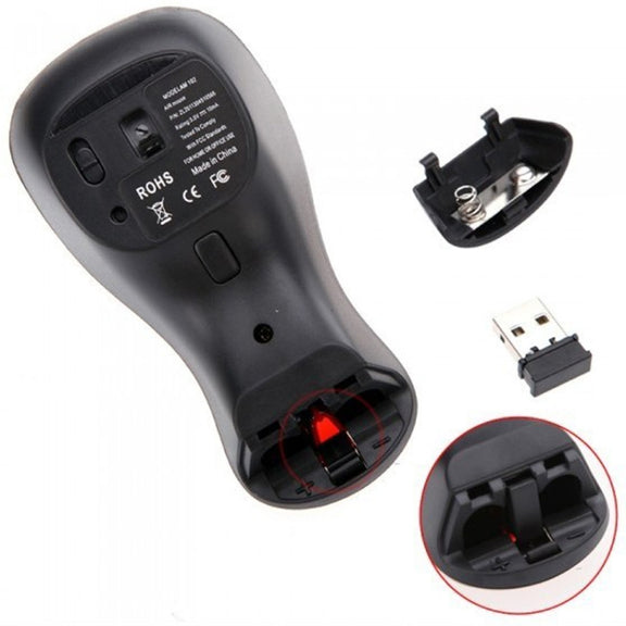 PR-01 6D Gyroscope Fly Air Mouse 2.4G USB Receiver 1600 DPI Wireless Optical Mouse for Computer PC Android Smart TV Box (Blue + Black)