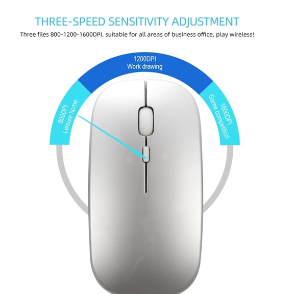 HXSJ M90 2.4GHz Ultrathin Mute Rechargeable Dual Mode Wireless Bluetooth Notebook PC Mouse (Gold)