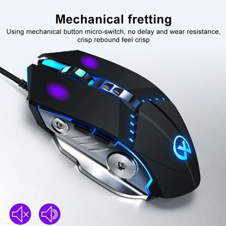 GM20 3200DPI 4-modes Adjustable 7-keys RGB Light Wired Gaming Mouse (Starlight Black)