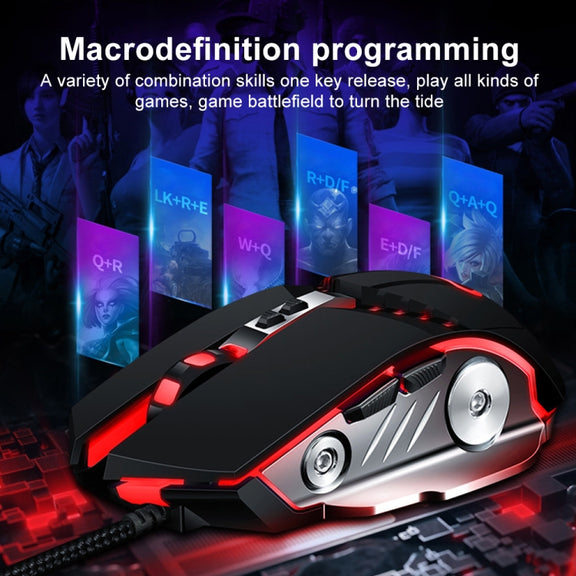 GM20 3200DPI 4-modes Adjustable 7-keys RGB Light Wired Gaming Mouse (Starlight Black)