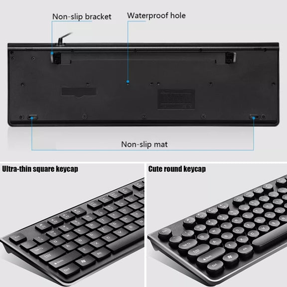 ZGB S500 Square Key USB Wired Computer Keyboard(Black)