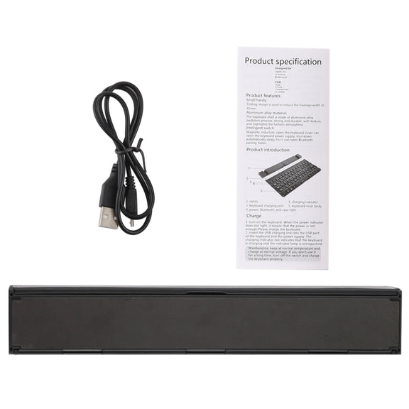 GK808 Ultra-thin Foldable Bluetooth V3.0 Keyboard, Built-in Holder, Support Android / iOS / Windows System(Black)